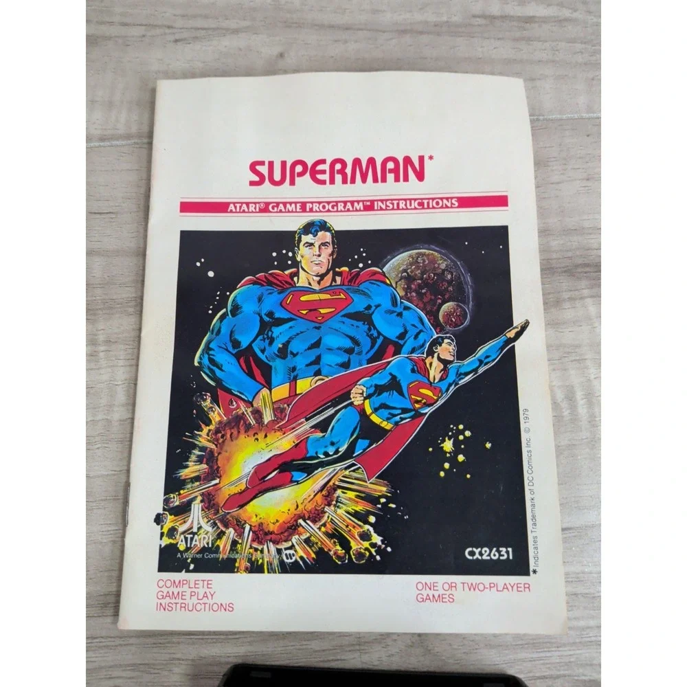 Superman for Atari 2600, Video Game Cartridge CX2631 and manual 80s